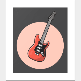 Guitar Cartoon Vector Icon Illustration Posters and Art